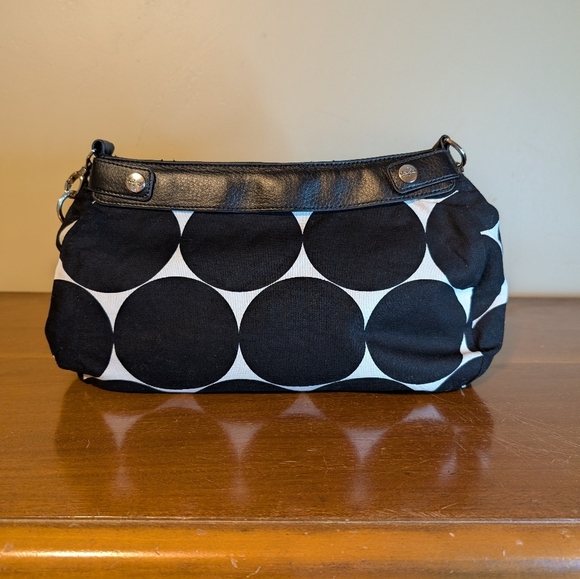 Thirty-One Handbag Purse Handbag Satchel Black White Polka Dot Pop‌ - Picture 3 of 16